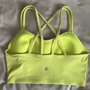 Lululemon Like a Cloud Long-Line Bra B/C *Ribbed, 
Size 6, Neon Yellow!